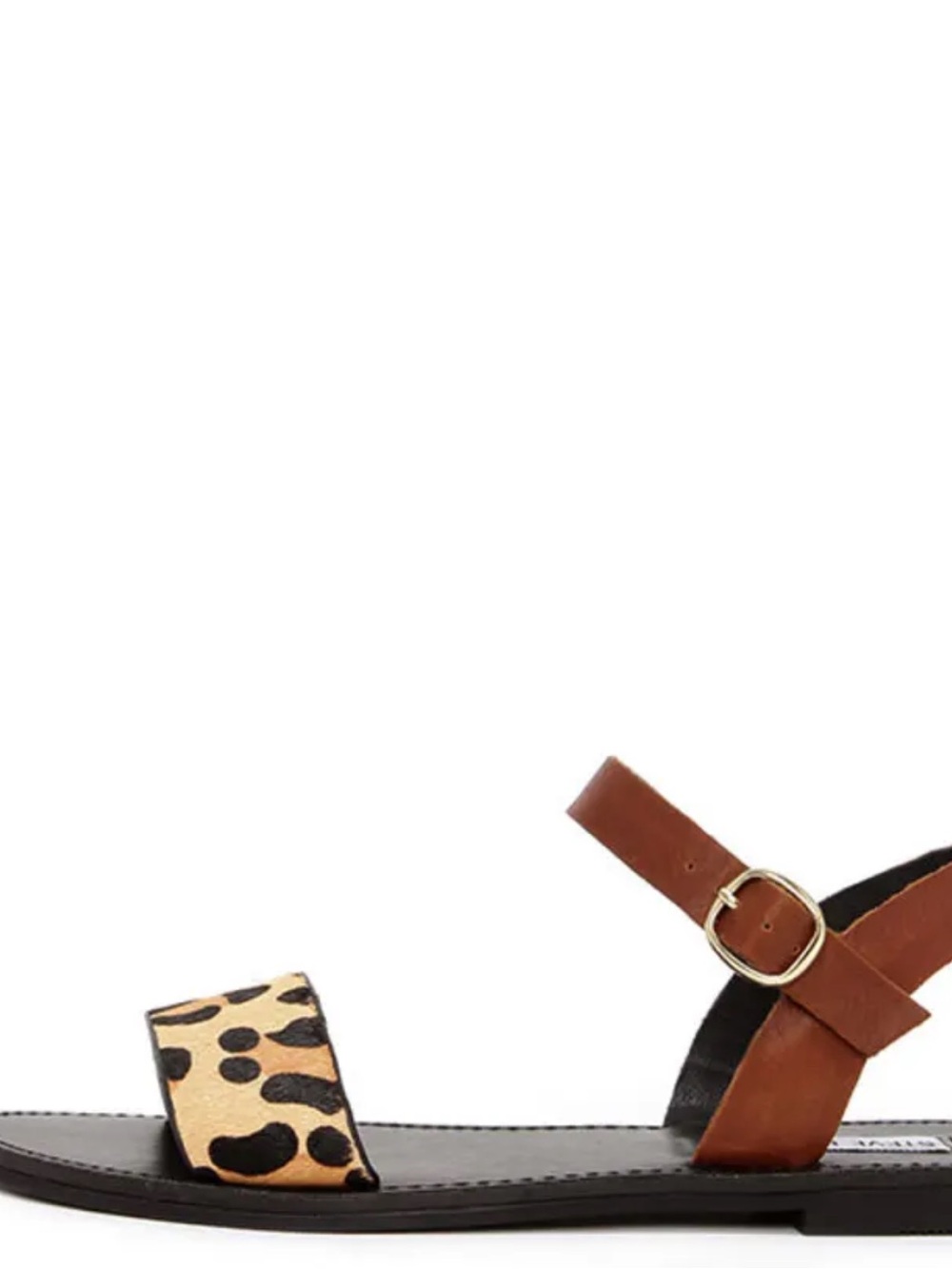 Steve Madden Leopard Front Strap Sandal in Brown and Black
